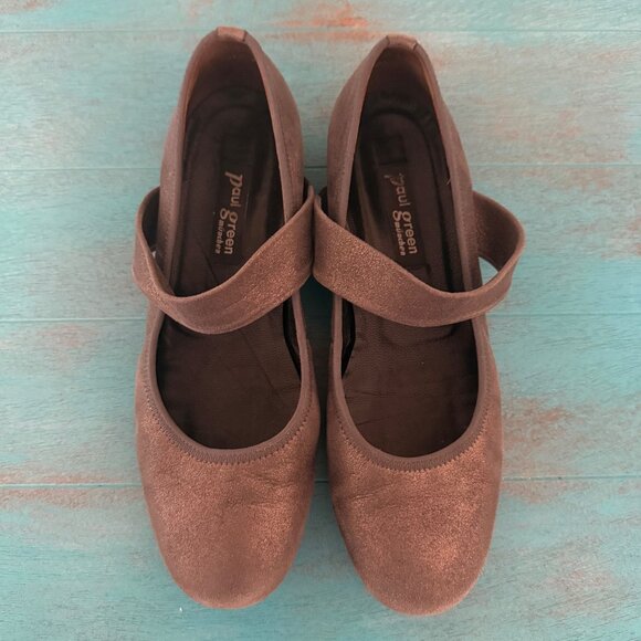Paul Green Pewter Metallic Leather Mary Jane Ballet Flats Sz US 7.5 - Picture 8 of 9